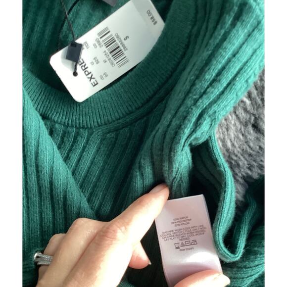 NWT Express Women's Ribbed Knit Midi Pencil Skirt Sweater Set Petrol Green Small - Picture 8 of 11
